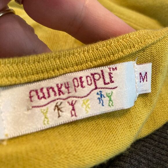 Funky People VTG lemon/ chartreuse dress w/attached flowers w/ stone centers - Picture 8 of 10